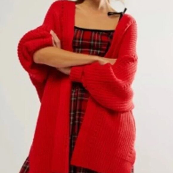 Free People Nightingale Cardi red xs - Picture 1 of 6